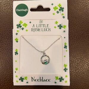 Green Claddagh Irish necklace
